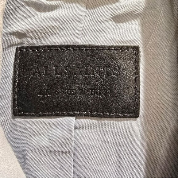 ALL SAINTS Sky Blue Suede Moto Jacket NWOT Sz 2 - Picture 5 of 16